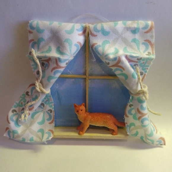 Cat in window art /mixed media - Picture 1 of 2